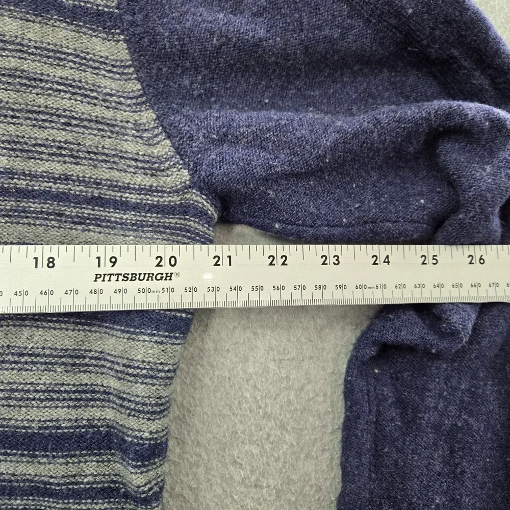 Royal Robbins Men Sweater Large Blue Striped Wool Blend 1/4 Zip‎ Mock Neck